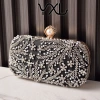 New cross-border beaded evening bag, embroidered diamond evening dress bag, party banquet bag, champagne-colored dress bag, bride bag Specification image